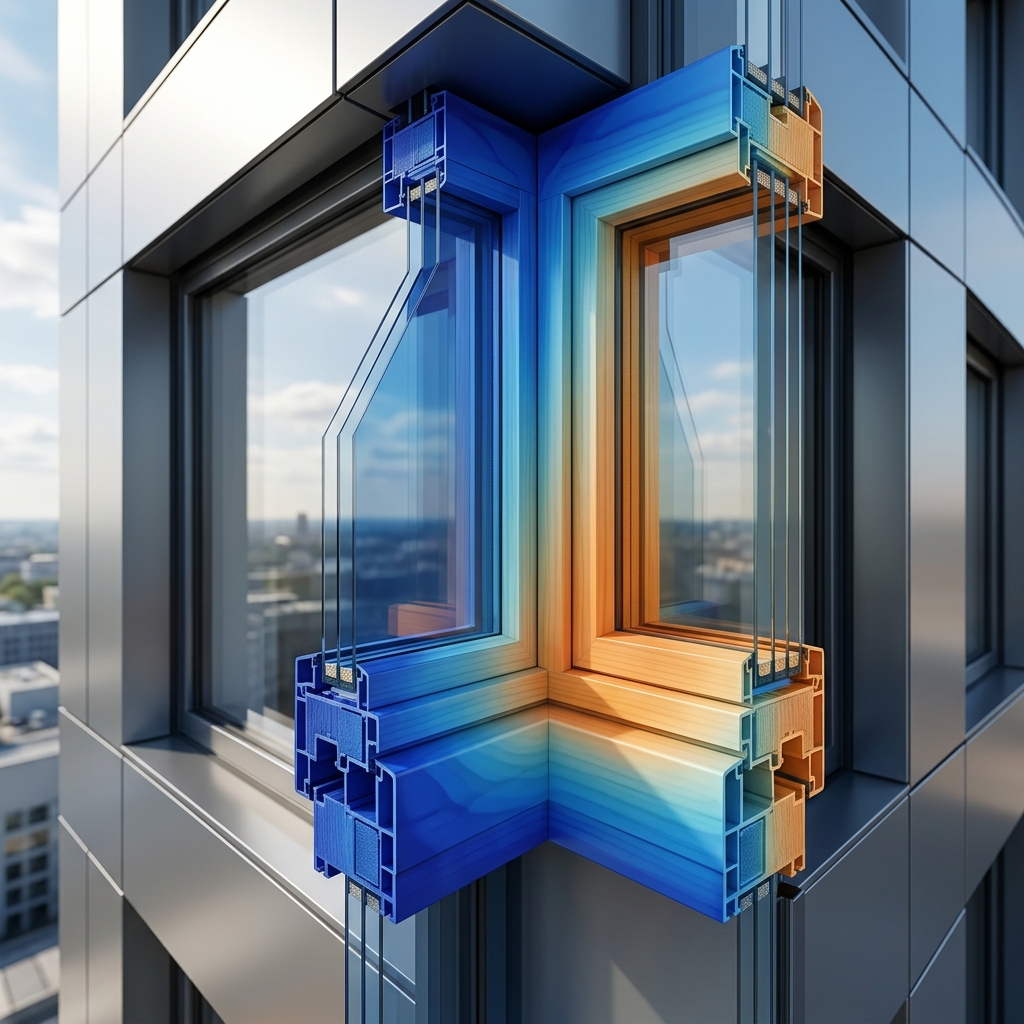 展示窗框热成像的概念图，突出其卓越的能源节约能力